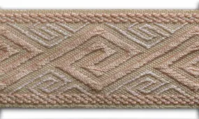 1 1/2" Blushed Peach Angled Greek Key Woven Ribbon