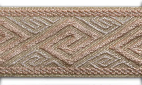 1 1/2" Blushed Peach Angled Greek Key Woven Ribbon