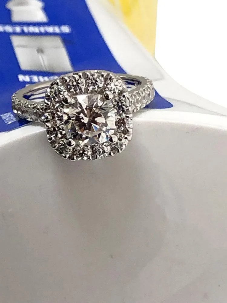 1.25 Cubic Zirconia Cushion Cut Engagement Ring