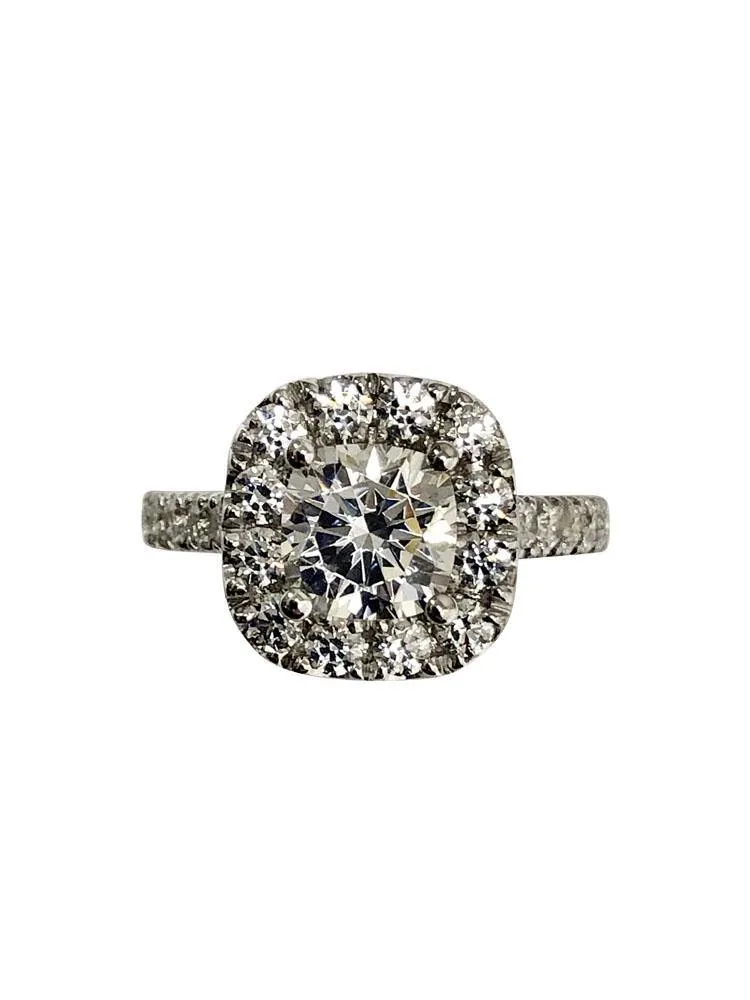 1.25 Cubic Zirconia Cushion Cut Engagement Ring