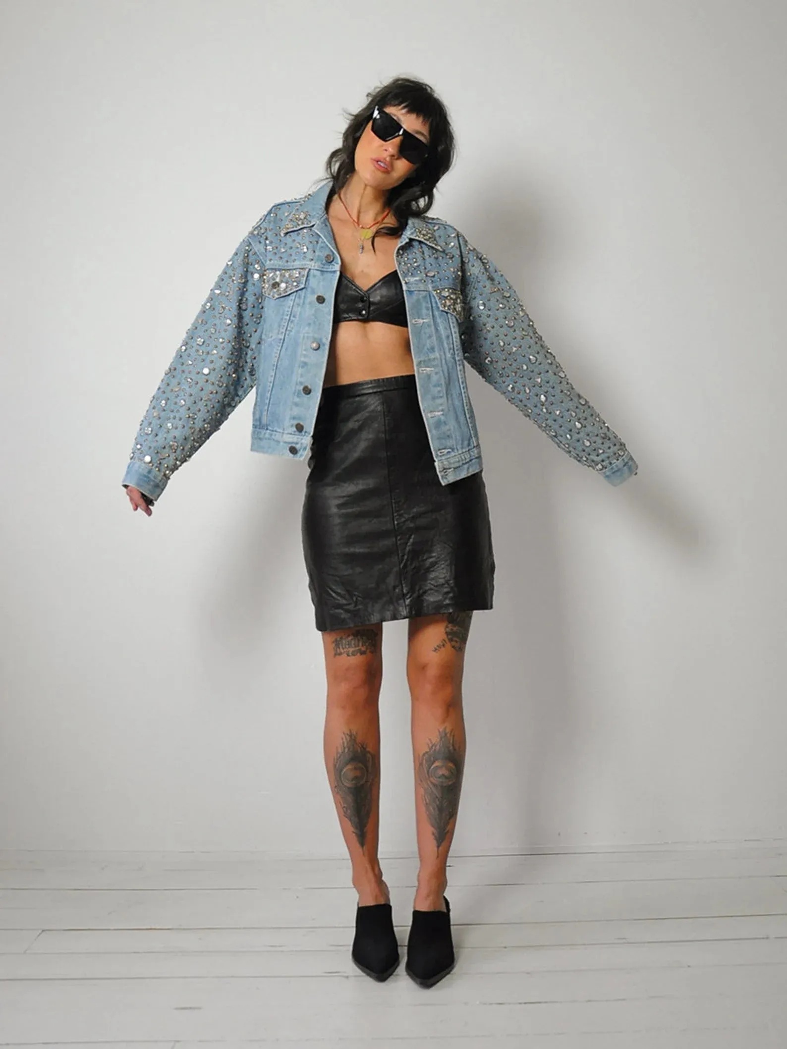 1980's Heavily Studded Jean Jacket