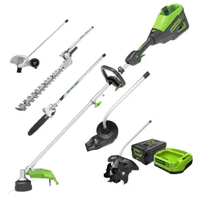 60V 16" Cordless Battery String Trimmer (Attachment Capable) & 5 Pcs Attachments Combo Kit w/ 4.0 Ah Battery & Charger