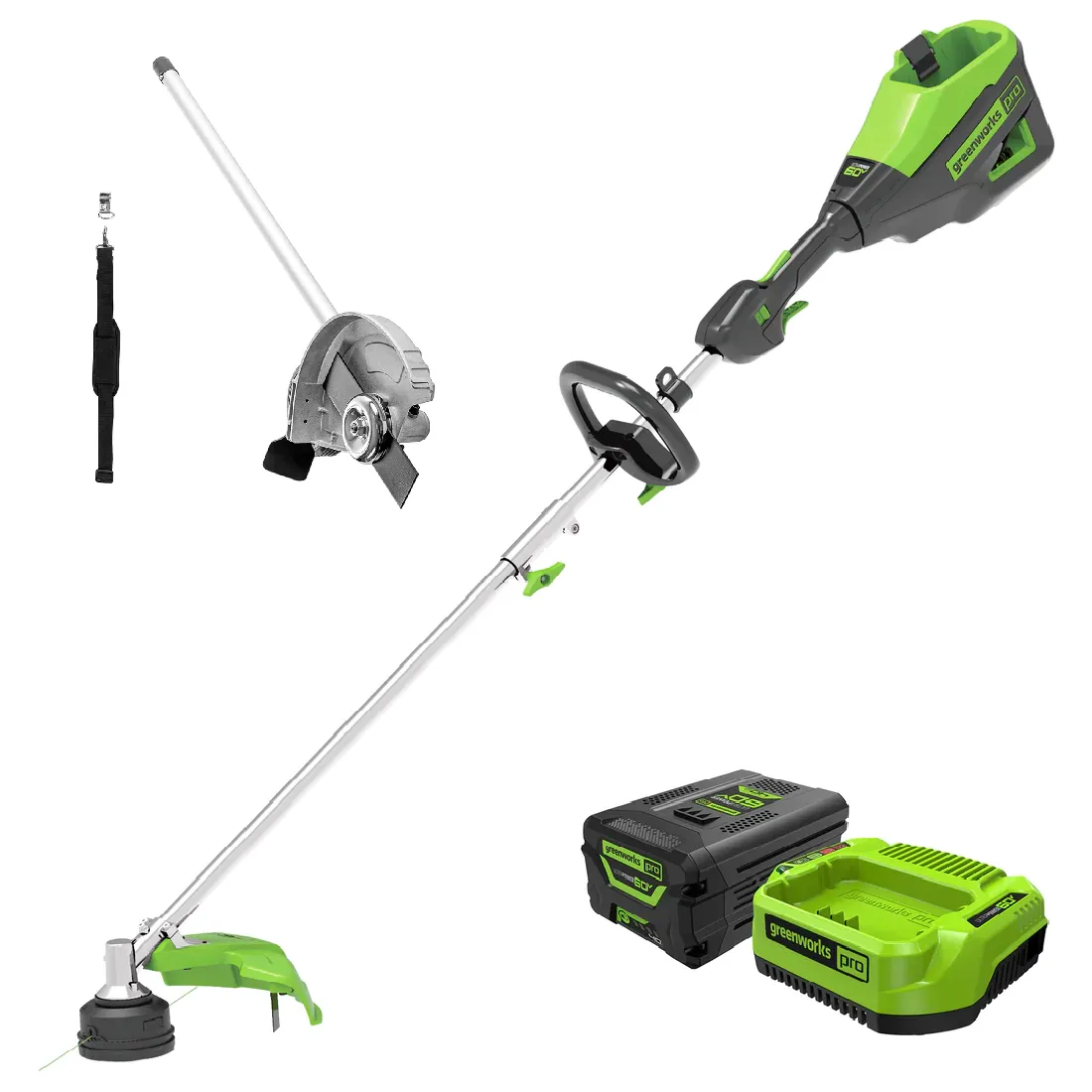 60V 16" Cordless Battery String Trimmer (Attachment Capable) & 8" Edger Attachment Combo Kit w/ 4.0 Ah Battery & Charger