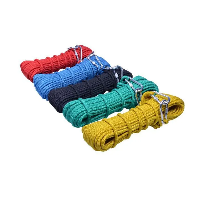 AK8T Outdoor Rock Climbing Safety Rope 10M with 2 Hooks