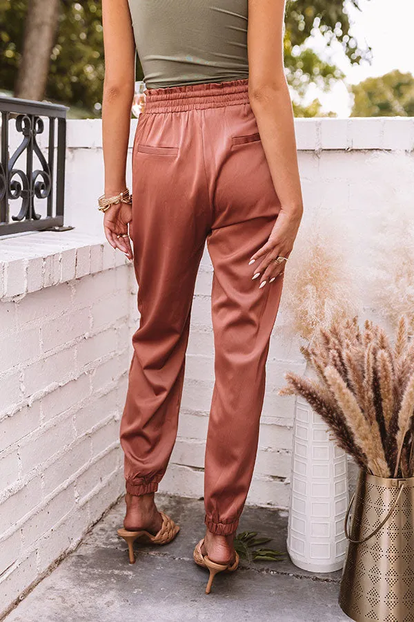 All Spice Satin Joggers In Rust