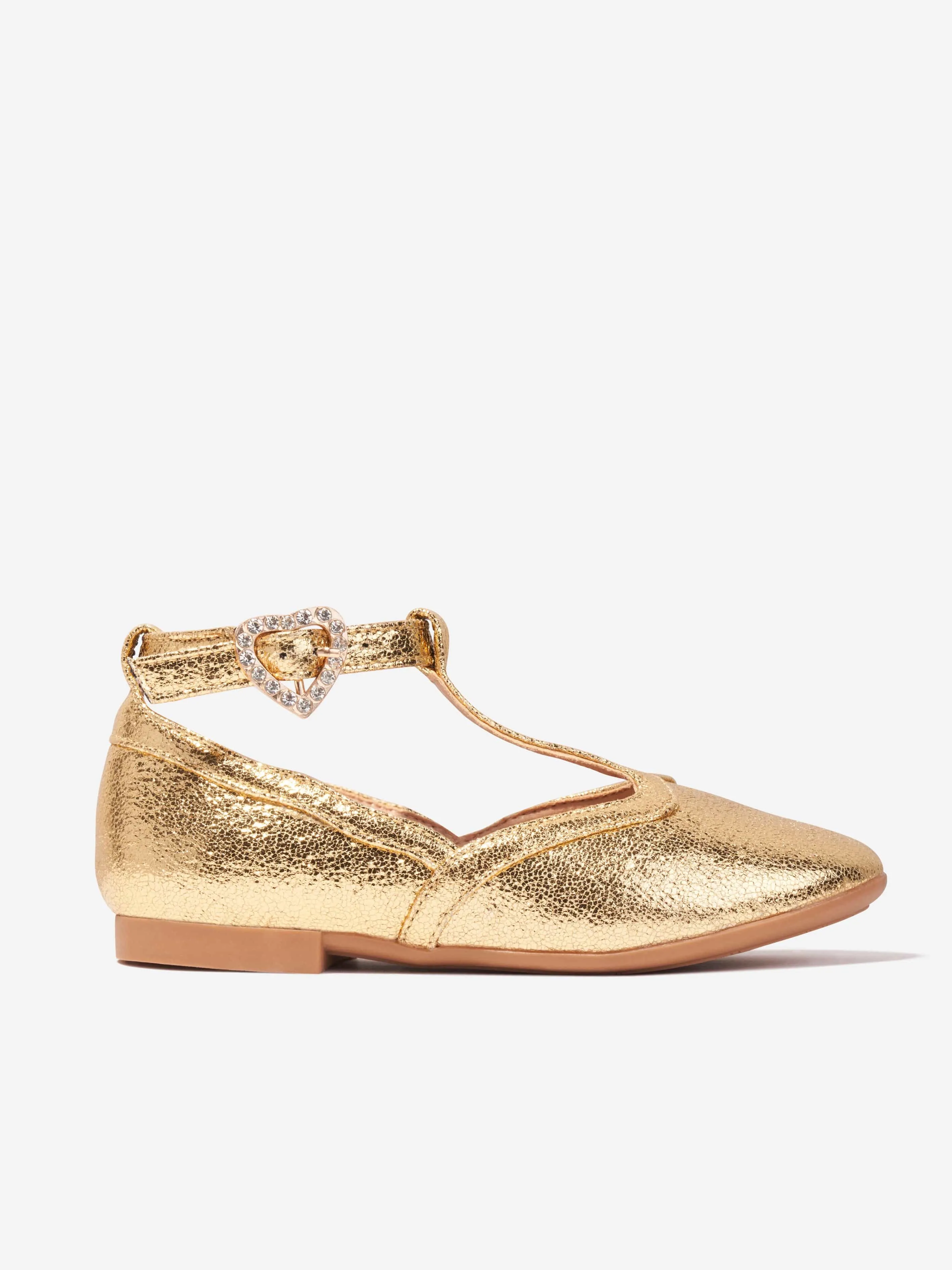 Angels Face Girls Ashley T-Bar Shoes in Gold