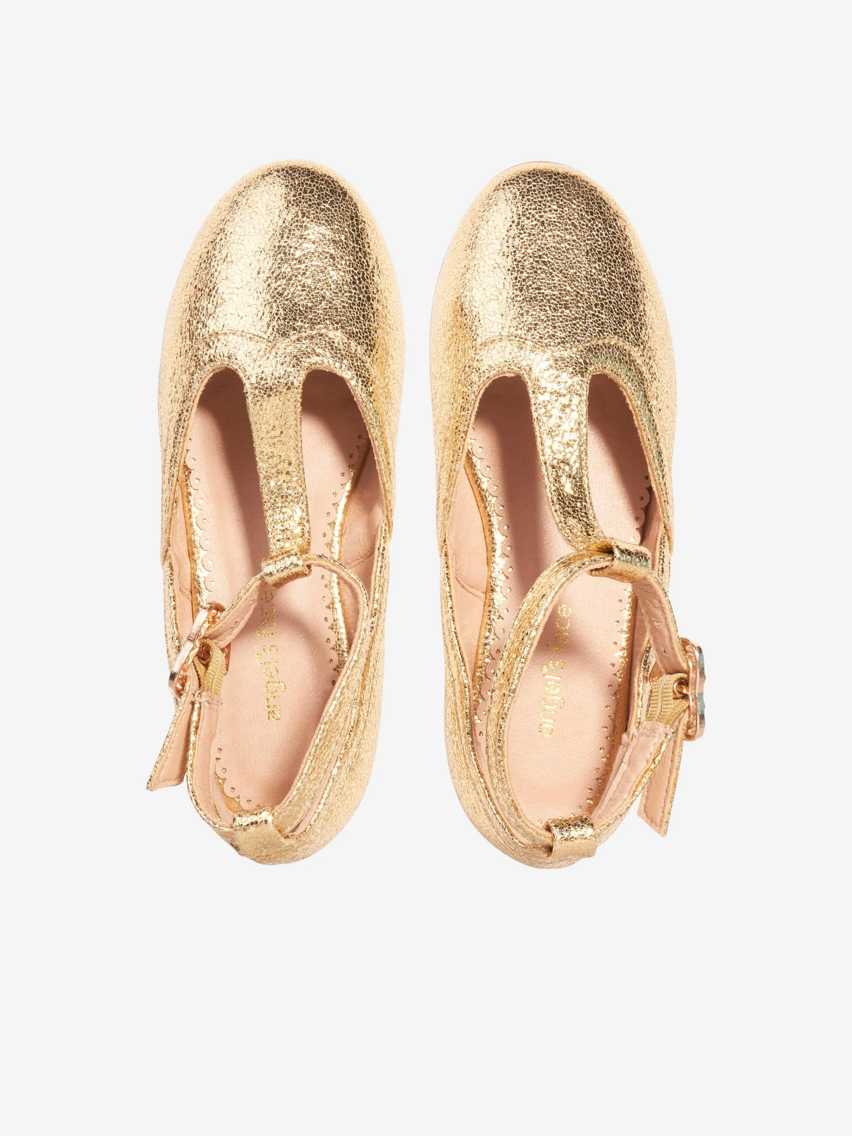 Angels Face Girls Ashley T-Bar Shoes in Gold