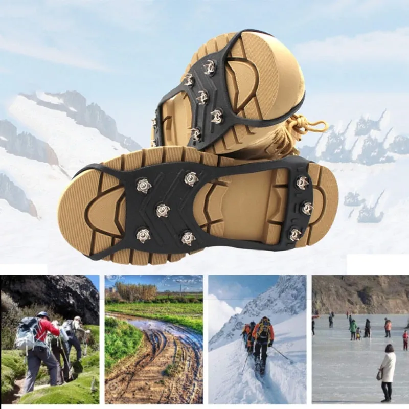 Anti-slip Ice Gripper Hiking Cleats Spike Traction Ice Stud Shoes Grip 8 Teeth Ice Gripper For Shoes Snow Crampons