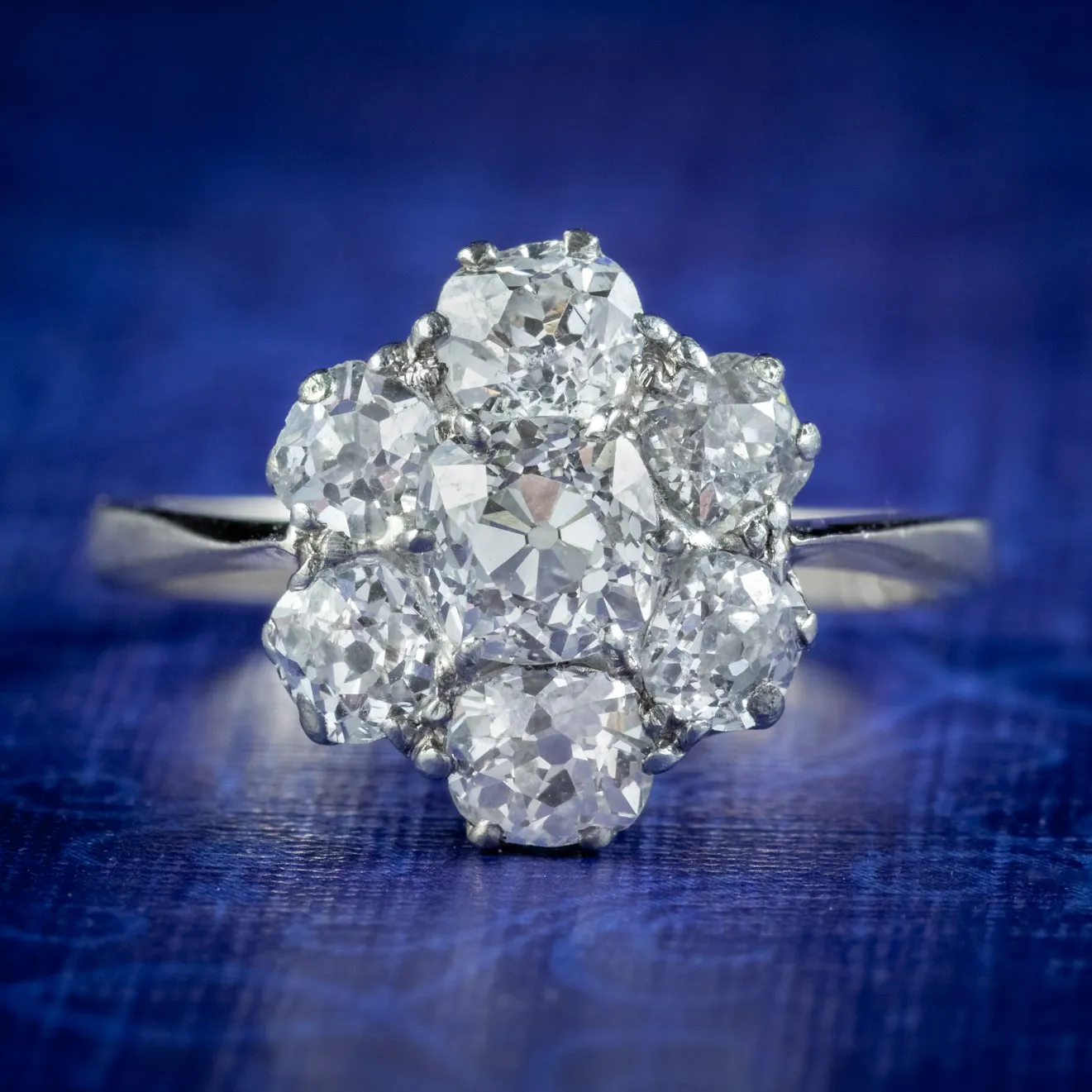 Antique Edwardian Old Cut Diamond Cluster Ring 2.20ct Diamond Circa 1905