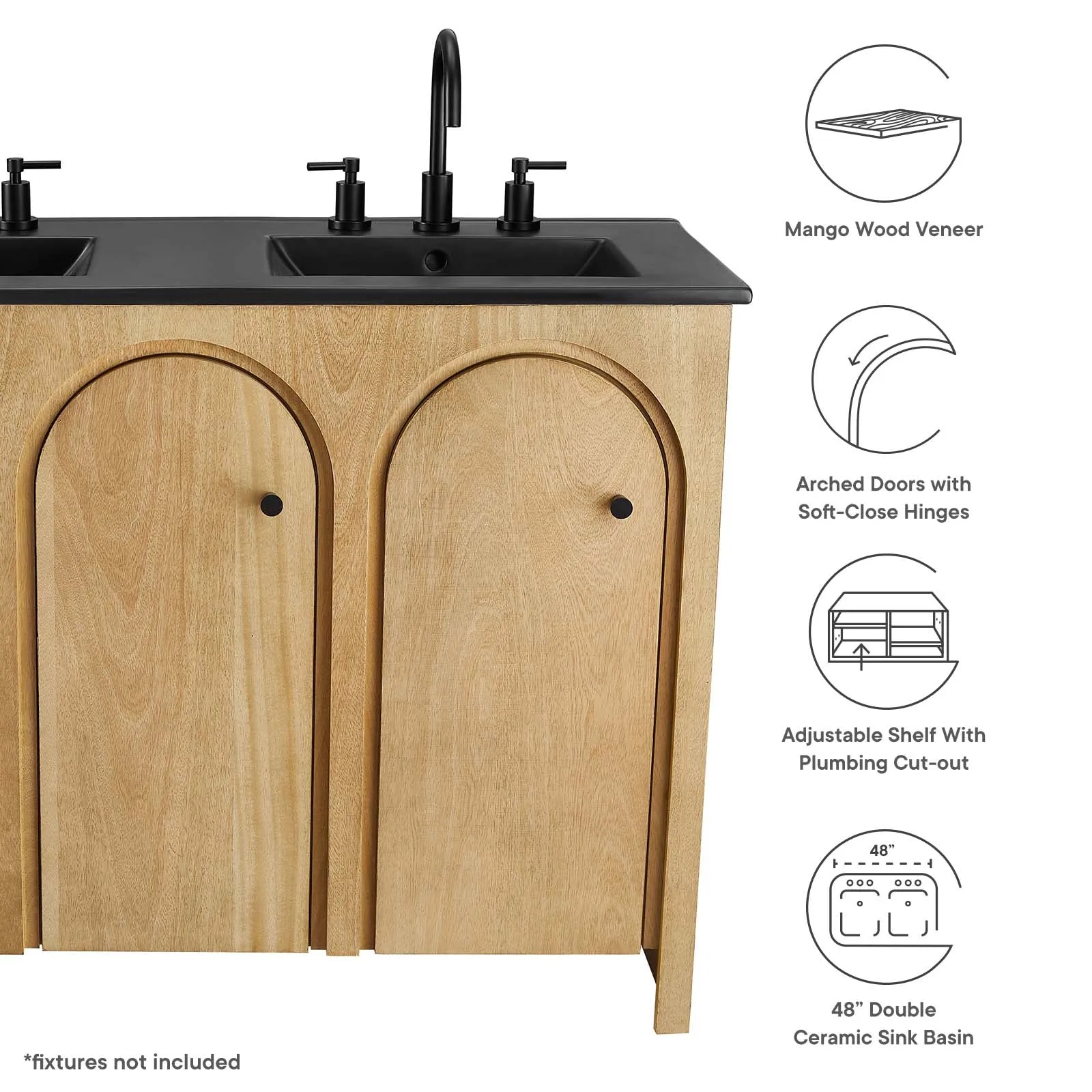 Appia 48" Double Sink Bathroom Vanity by Modway