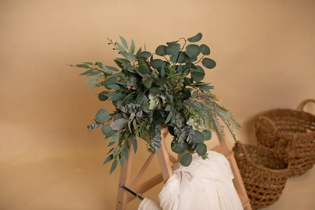 Artificial Flowers Bridal Bouquet - Olive Green