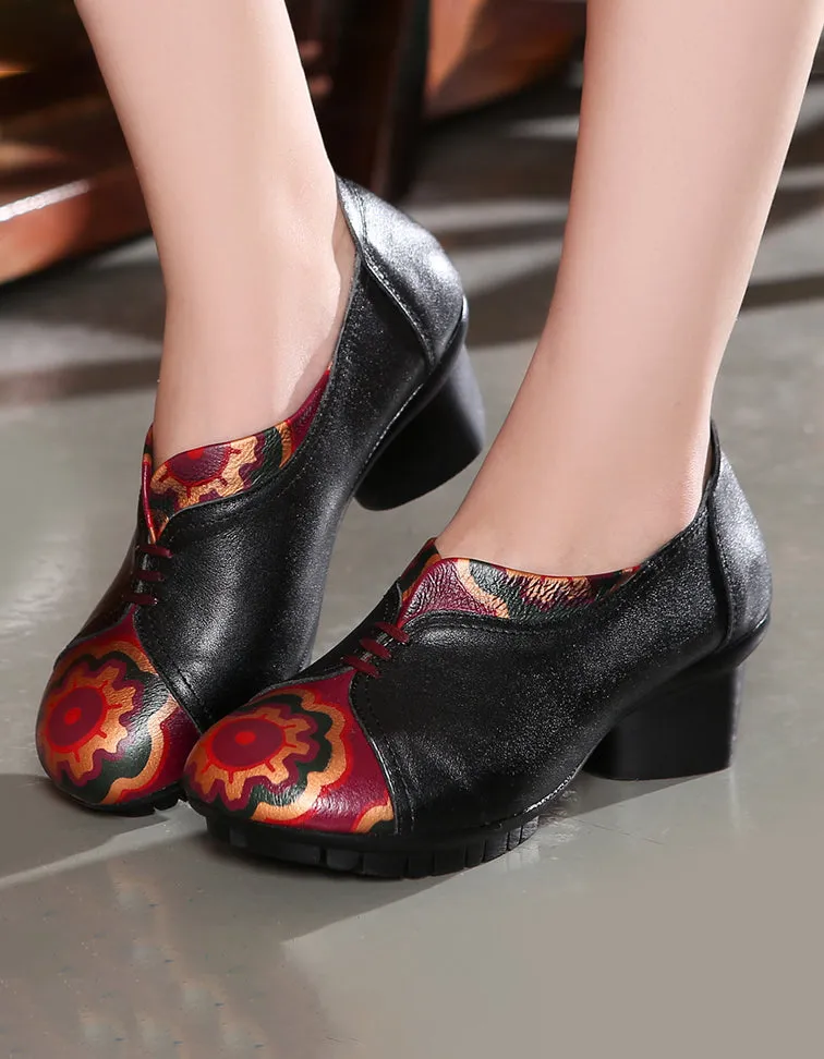 Autumn Ethnic Style Leather Printed Shoes