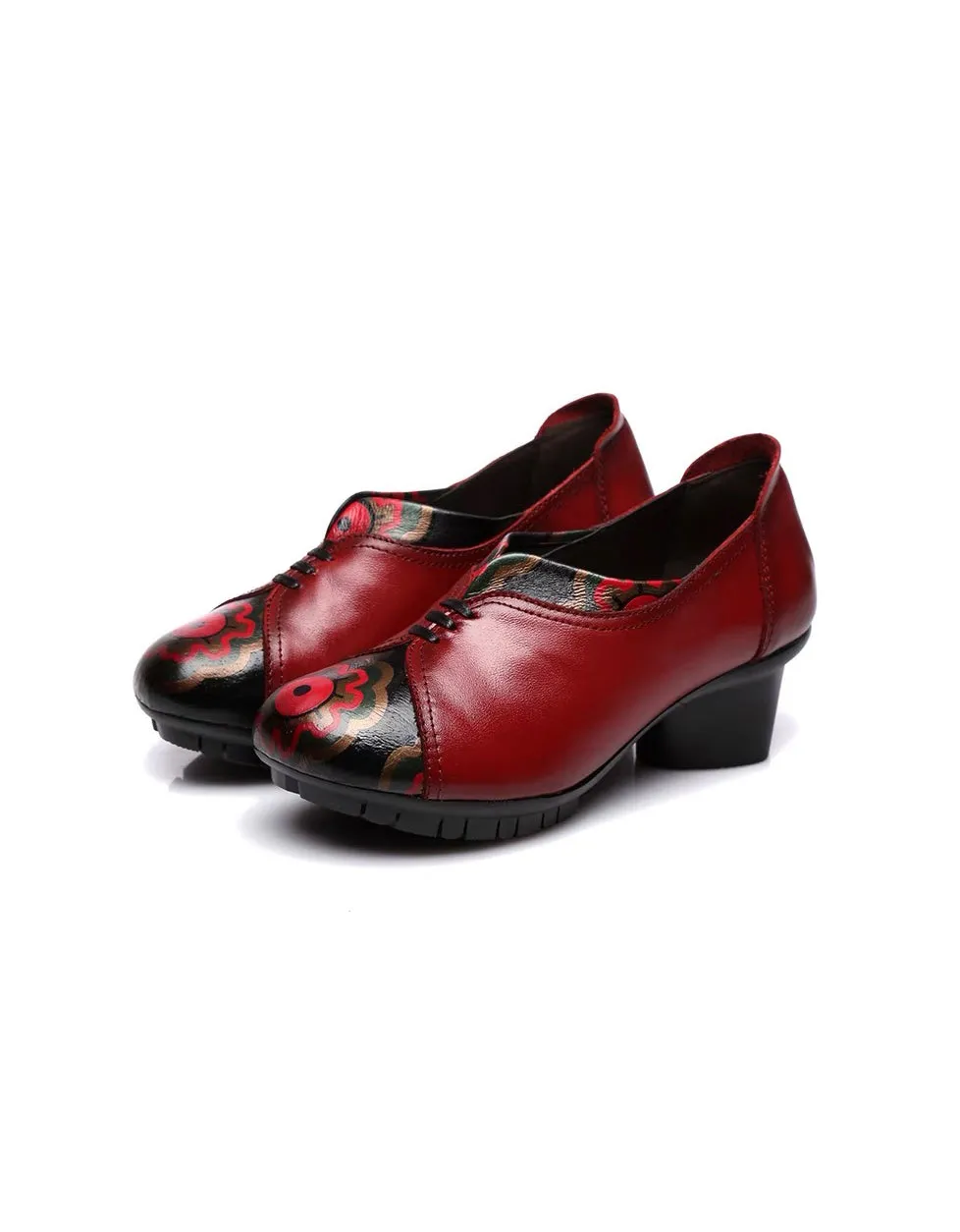 Autumn Ethnic Style Leather Printed Shoes