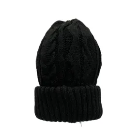 Avenel Cable Knit Cuffed Beanie - Black