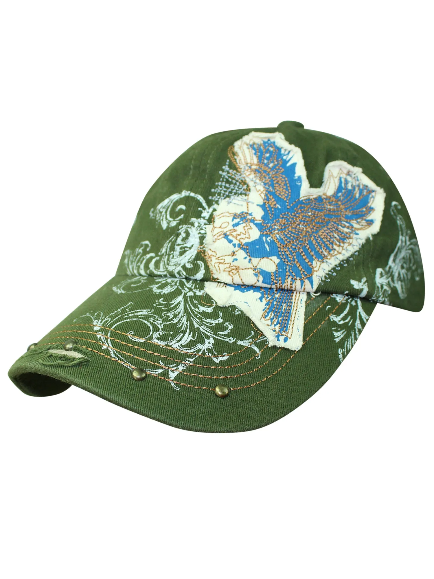 Baseball Cap With Eagle Patch