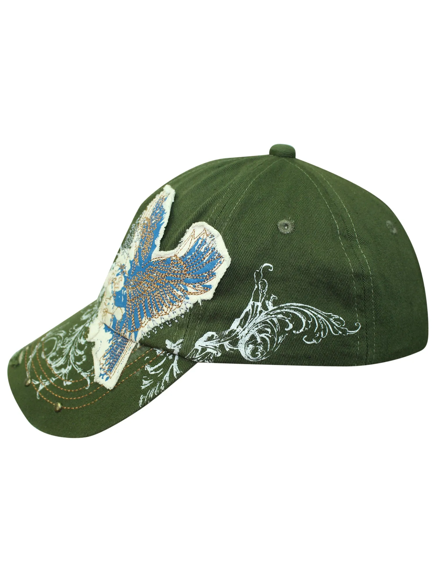 Baseball Cap With Eagle Patch