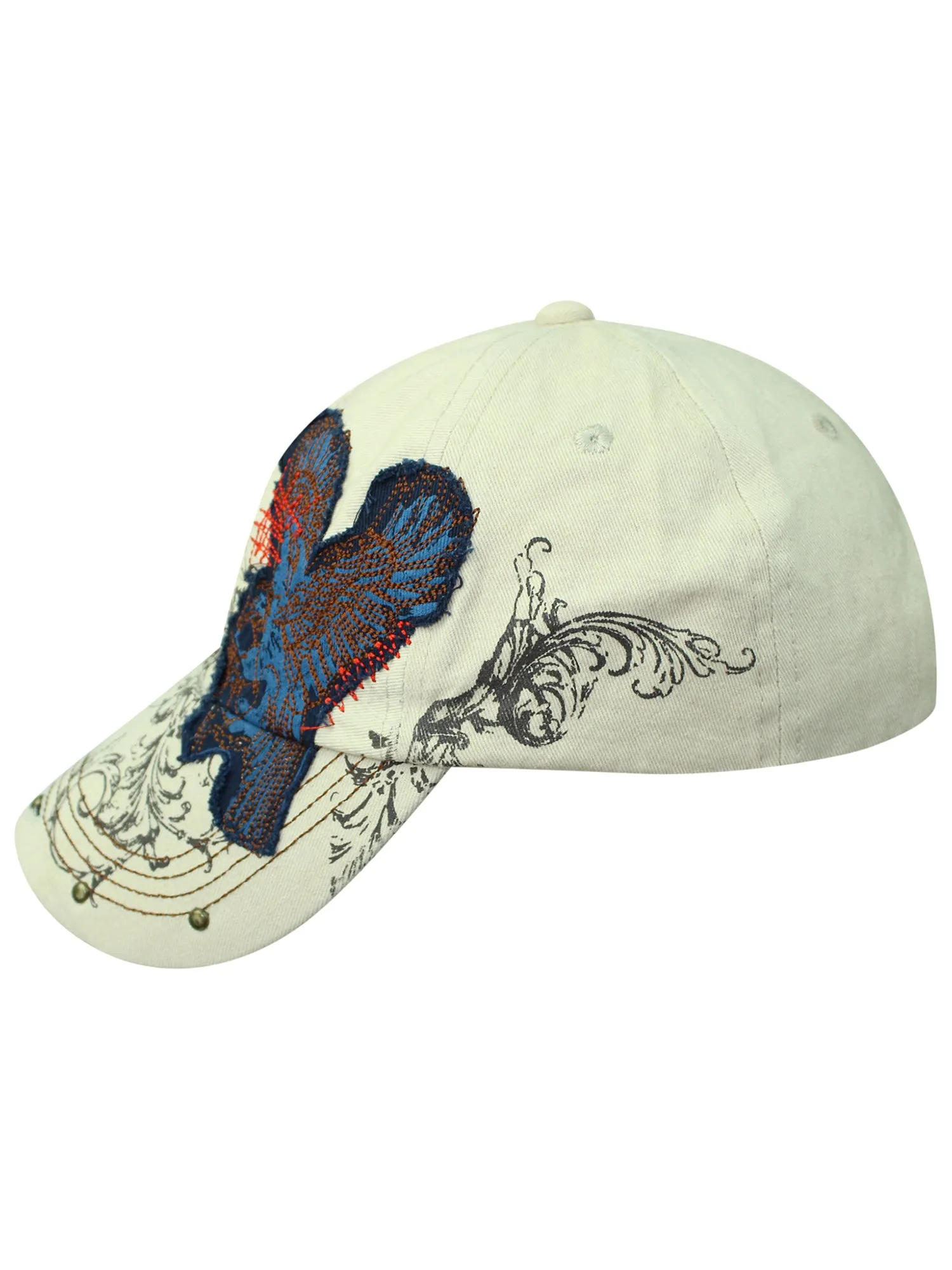 Baseball Cap With Eagle Patch