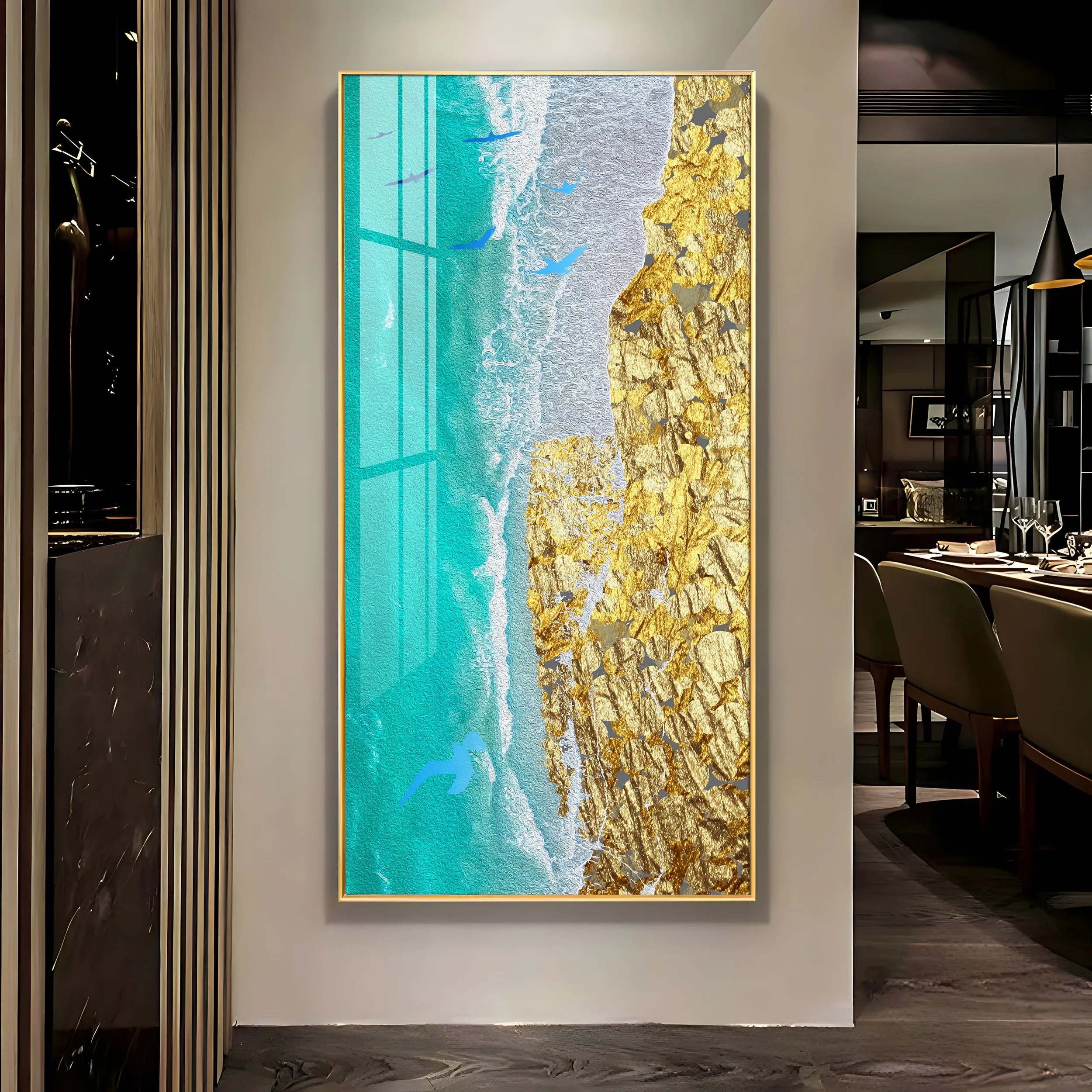 Beach of Gold Premium Acrylic Vertical Wall Art