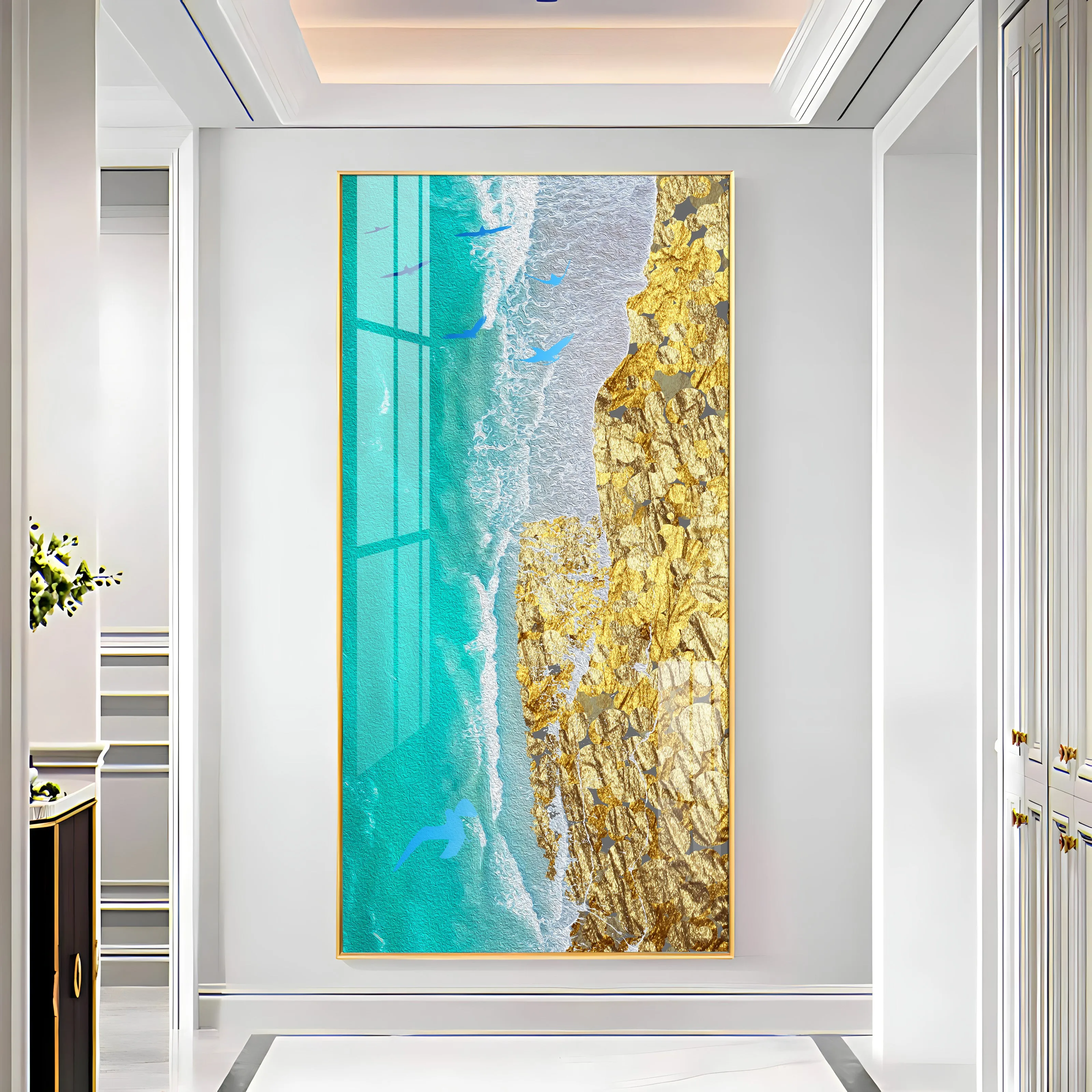 Beach of Gold Premium Acrylic Vertical Wall Art