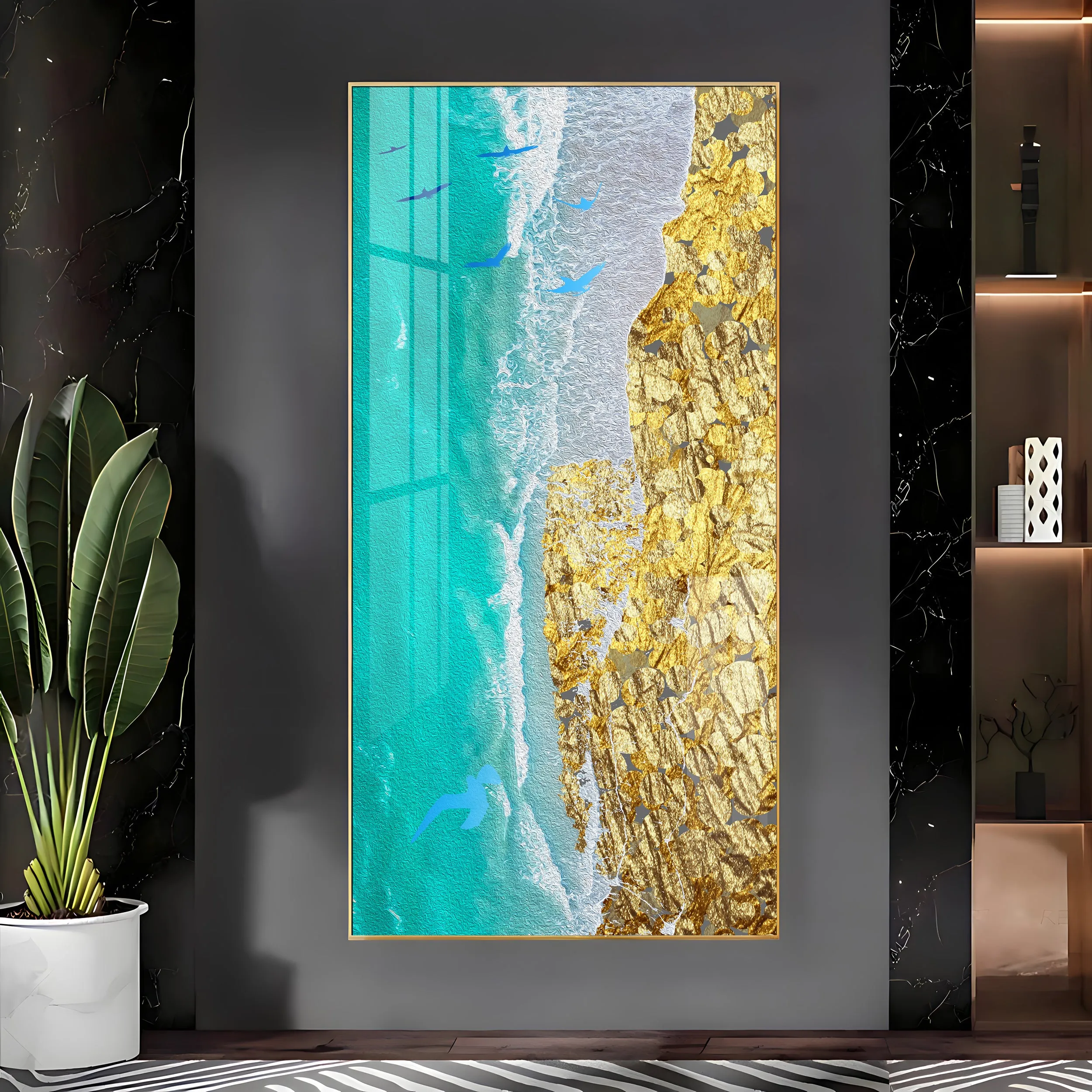 Beach of Gold Premium Acrylic Vertical Wall Art