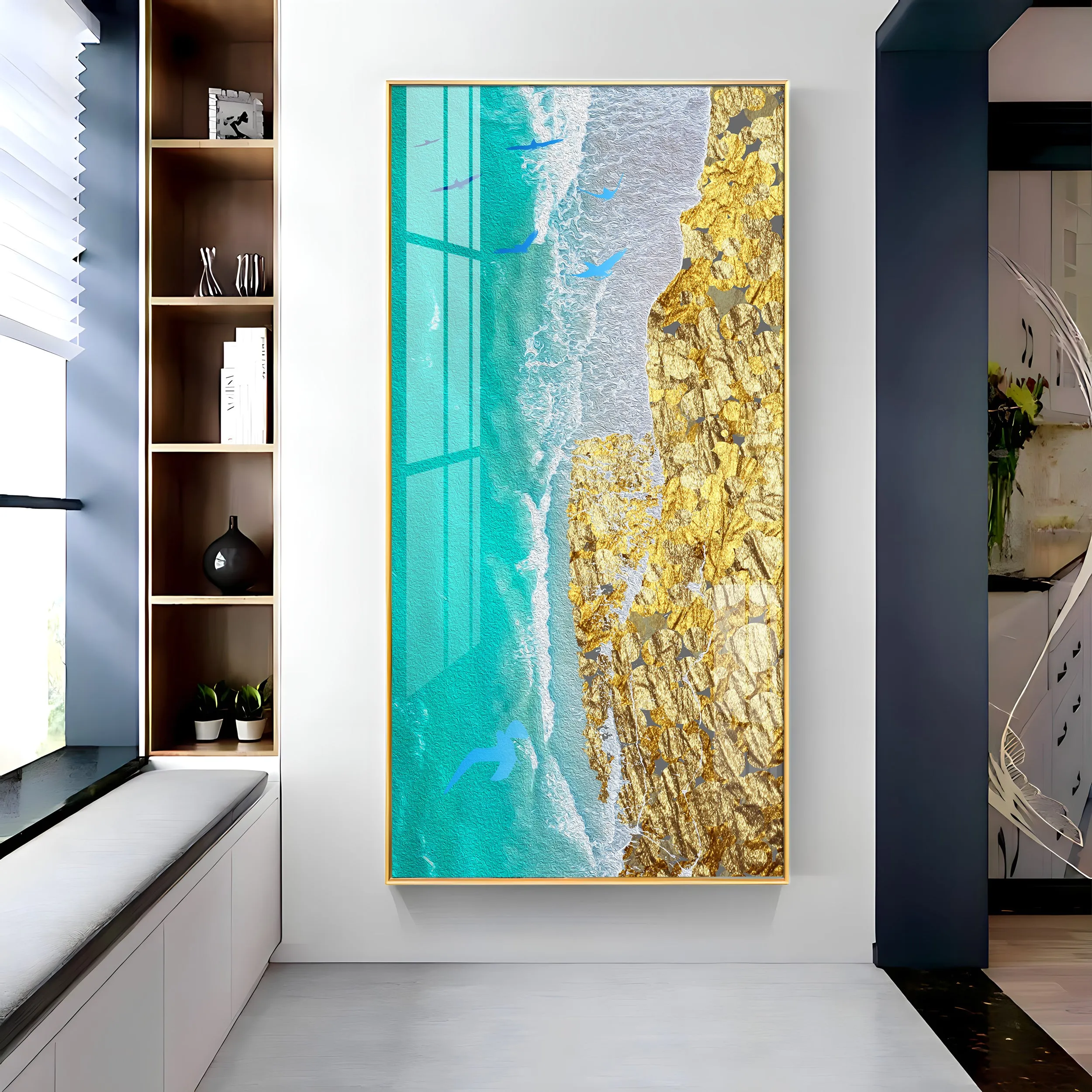 Beach of Gold Premium Acrylic Vertical Wall Art