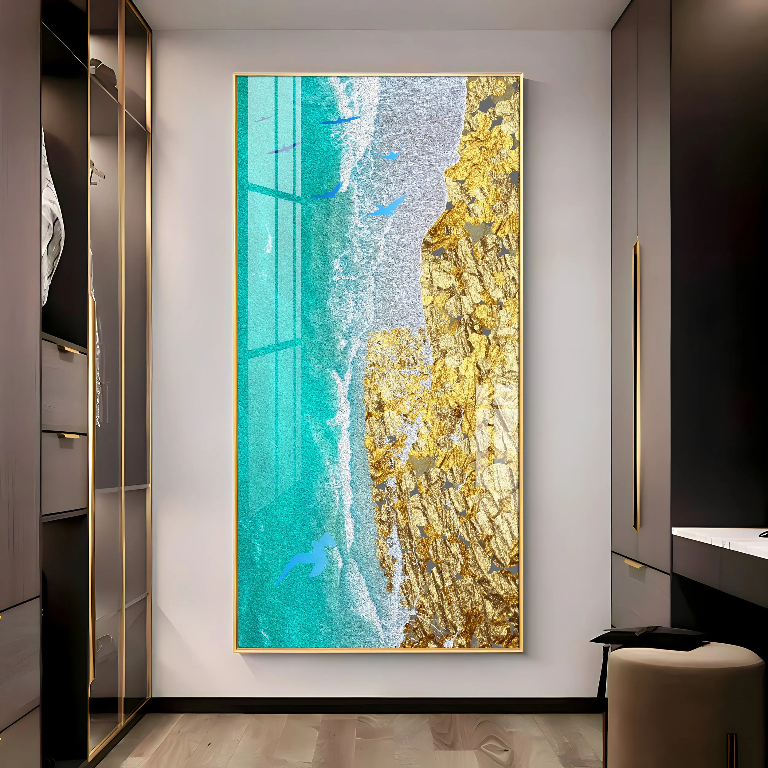 Beach of Gold Premium Acrylic Vertical Wall Art