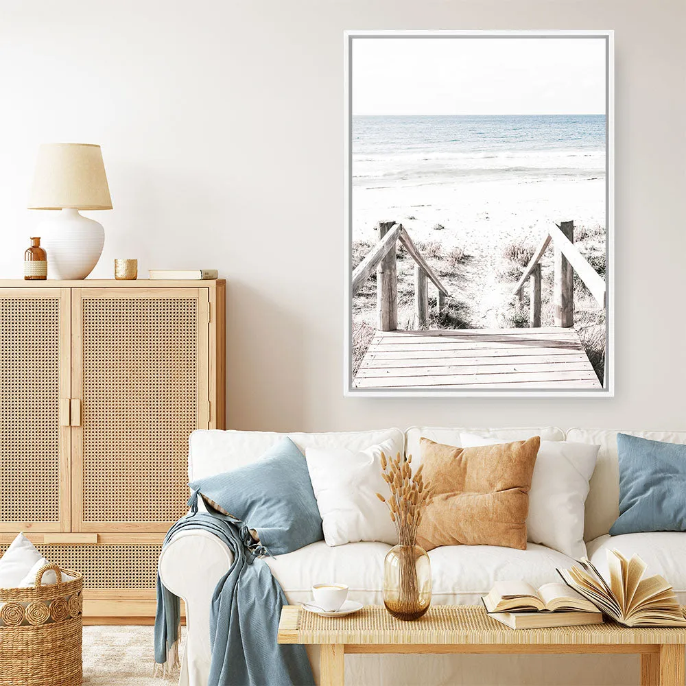 Beach Stairs Photo Canvas Print