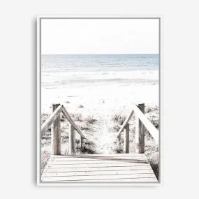 Beach Stairs Photo Canvas Print