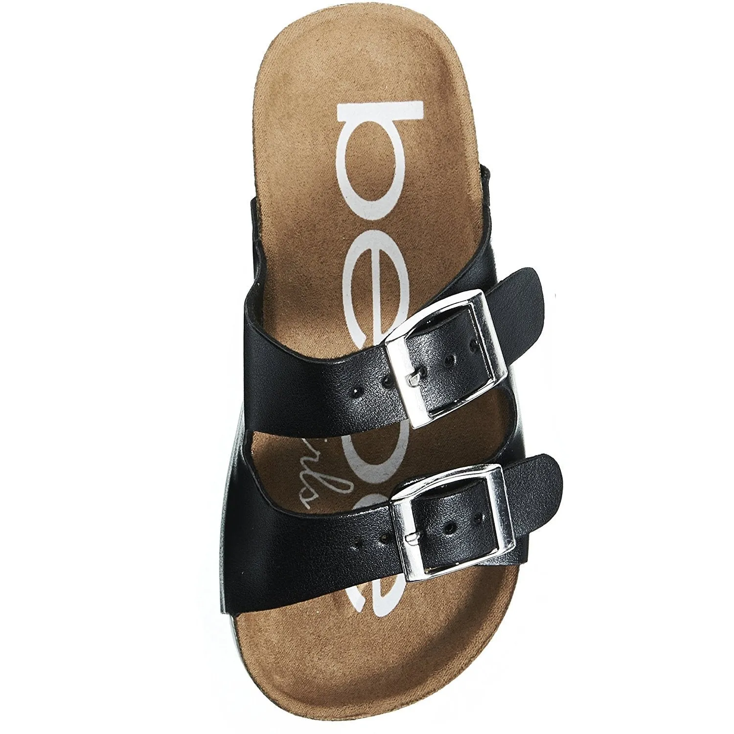 bebe Girls Big Kid Two Buckle Strap Cork Footbed Slide Sandals