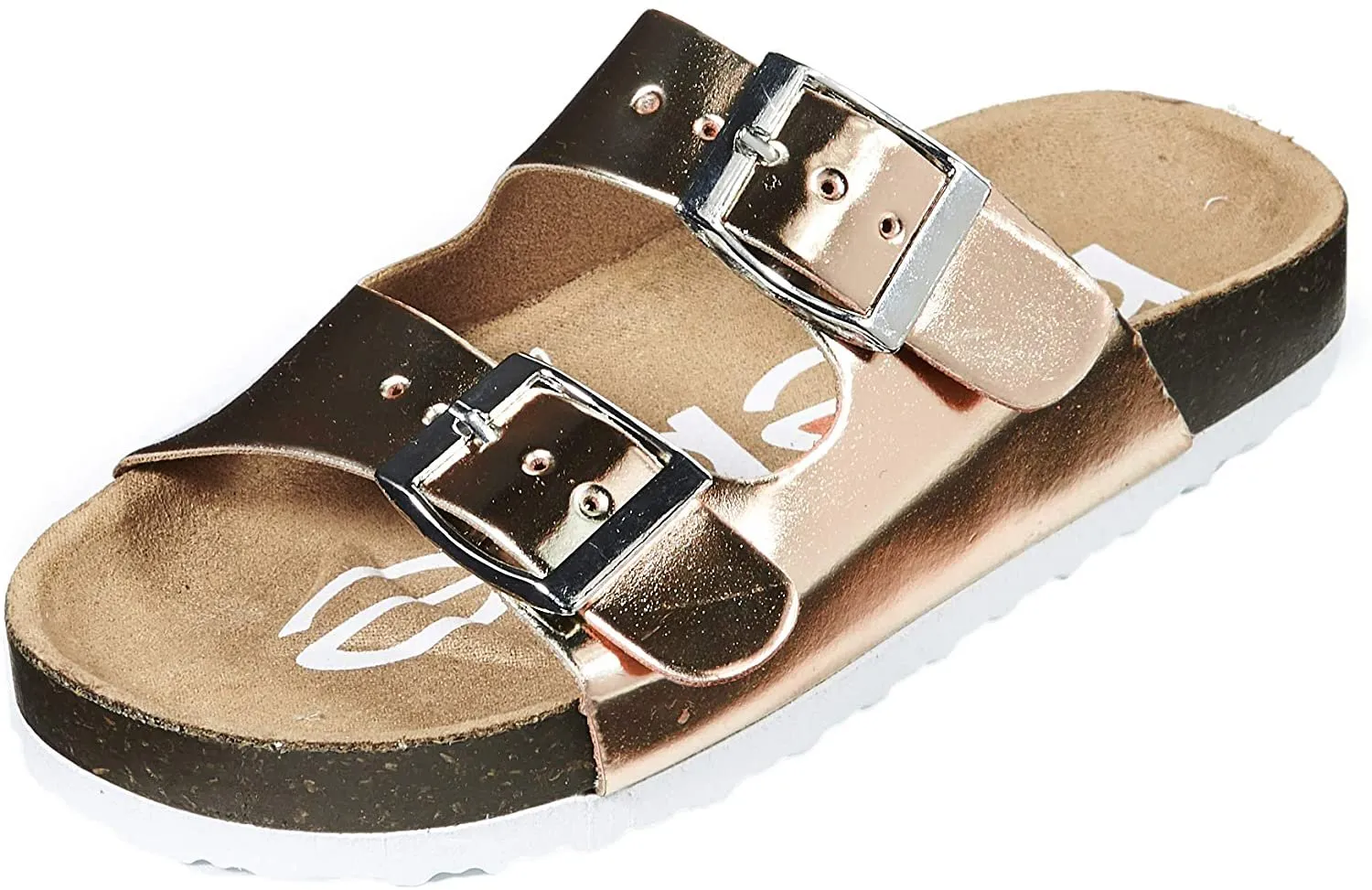 bebe Girls Big Kid Two Buckle Strap Cork Footbed Slide Sandals