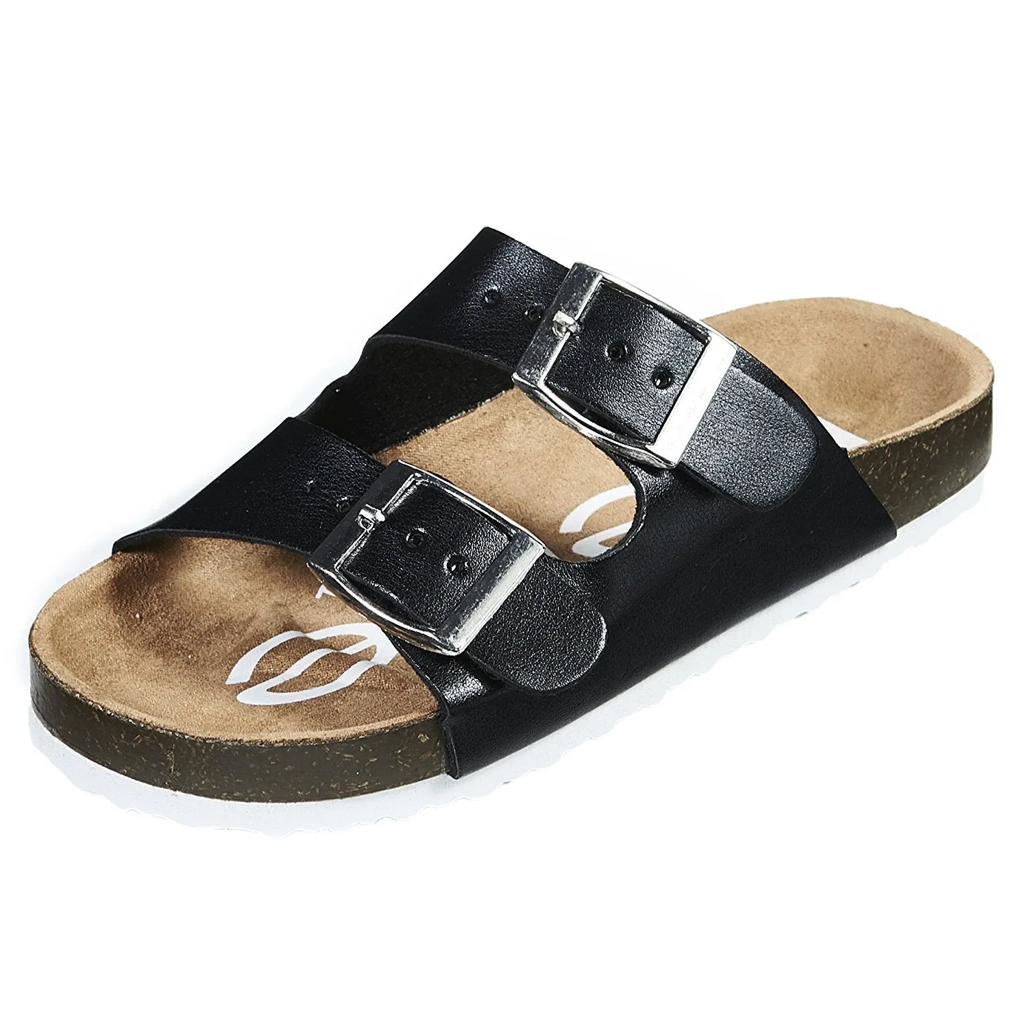 bebe Girls Big Kid Two Buckle Strap Cork Footbed Slide Sandals