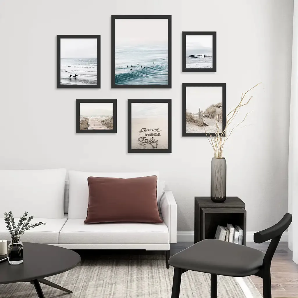 Beige Blue Coastal Gallery Wall. Set of 6 Prints