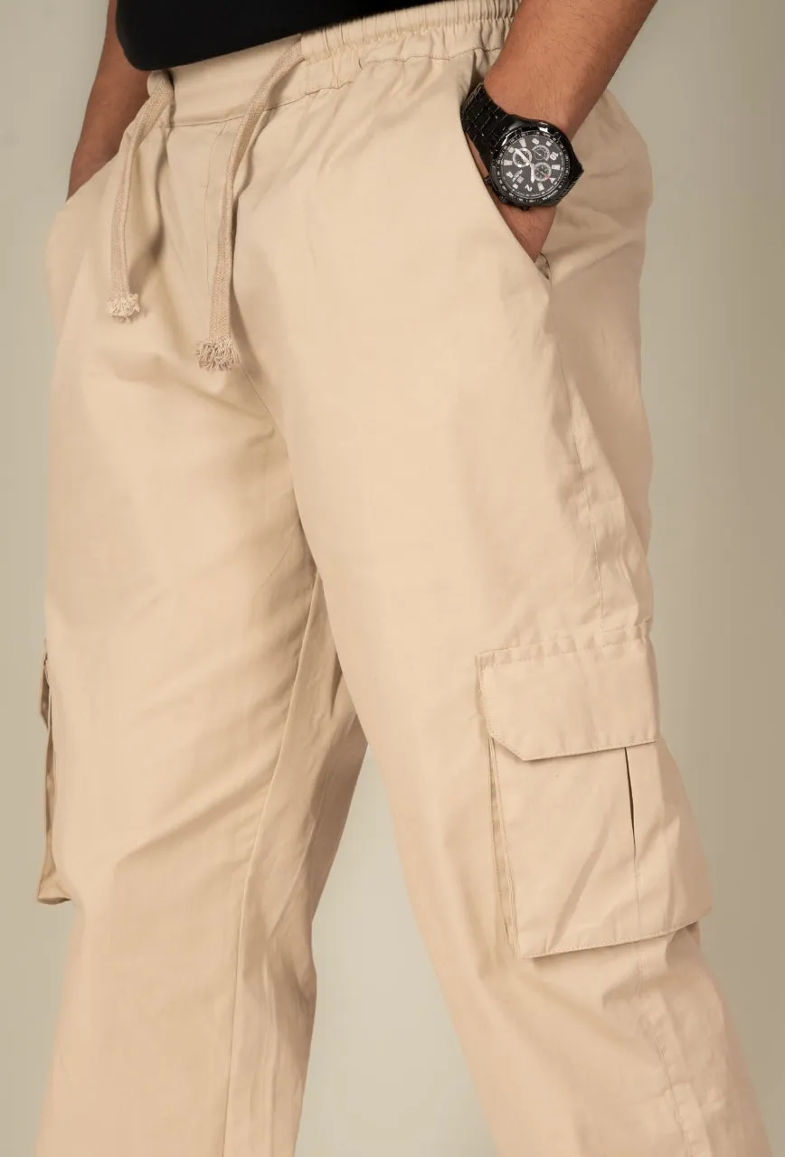 Beige Cargo Parachute Pant - Unisex Comfy Pant