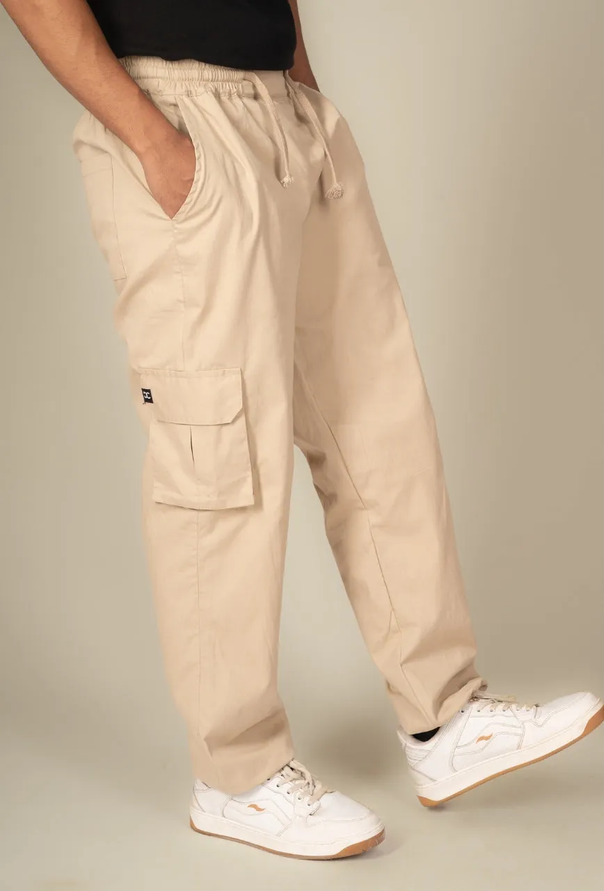 Beige Cargo Parachute Pant - Unisex Comfy Pant