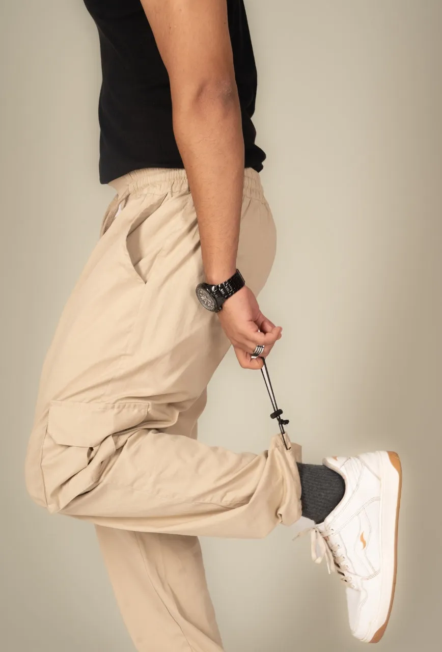 Beige Cargo Parachute Pant - Unisex Comfy Pant