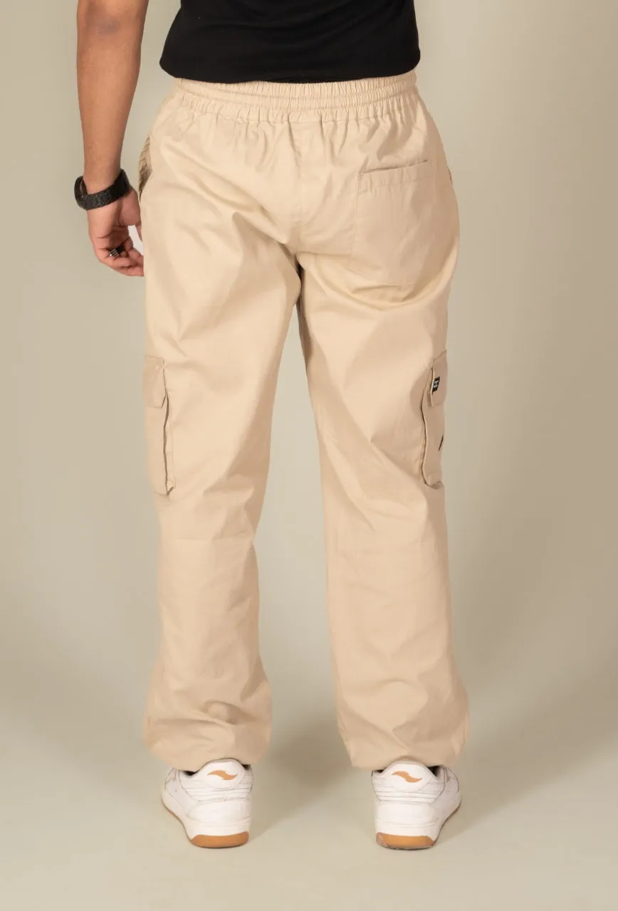 Beige Cargo Parachute Pant - Unisex Comfy Pant