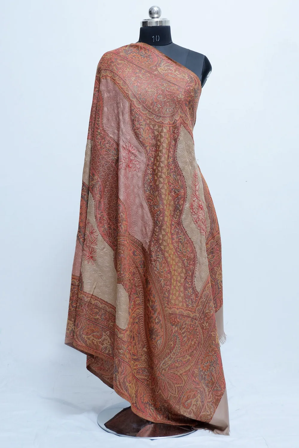 Beige Colour Jamawar Shawl With Kashmiri Aari Work Looks/ Elegant.