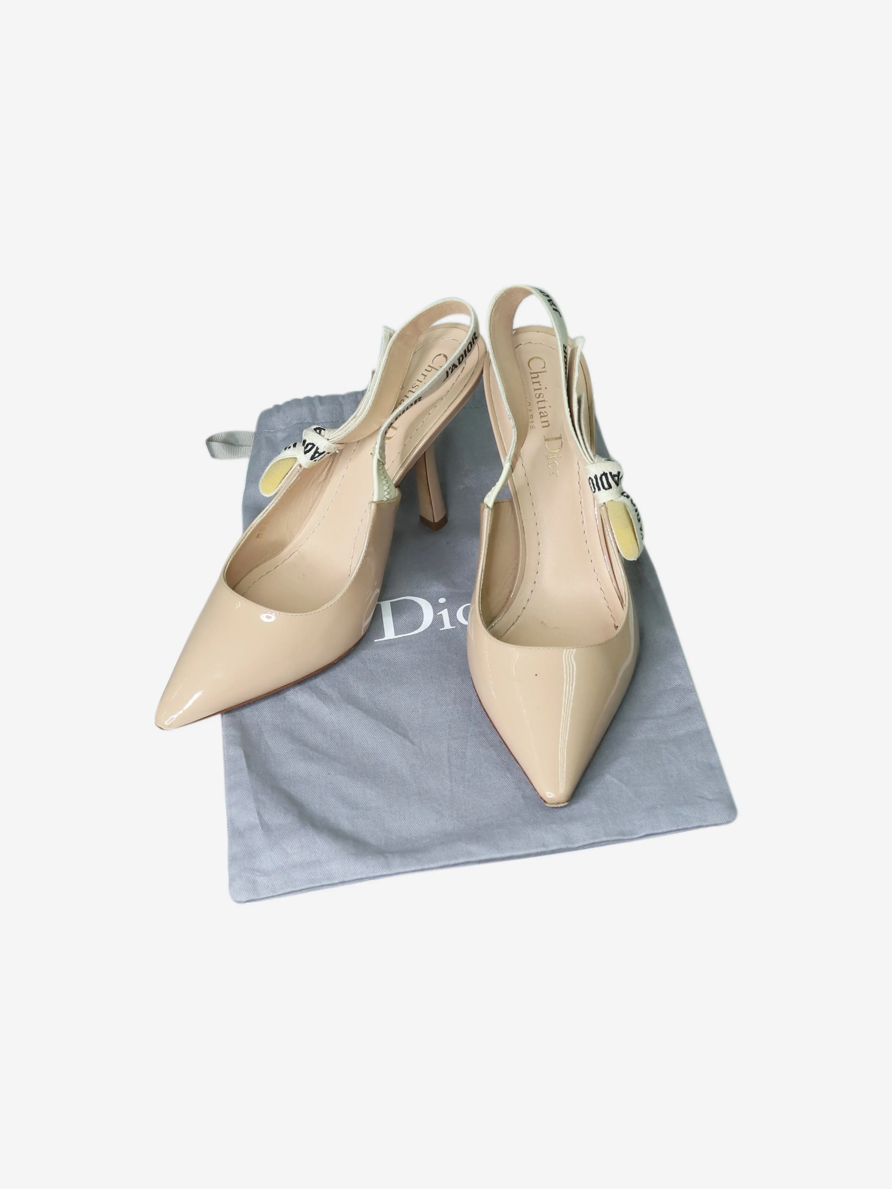 Beige J'Adior pointed toe slingbacks - size EU 36.5