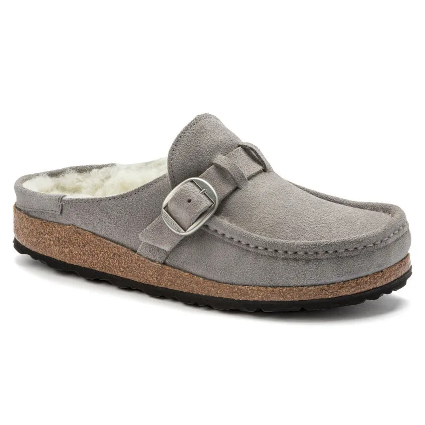 Birkenstock Women's Buckley Shearling Suede Leather (Stone Coin - Narrow Fit)