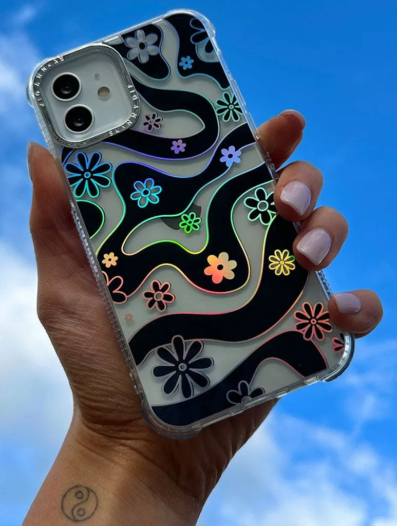 Black Floral Swirl Shock iPhone Case