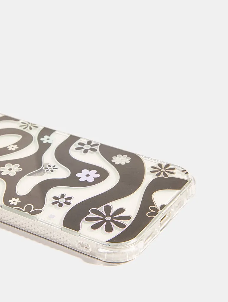 Black Floral Swirl Shock iPhone Case