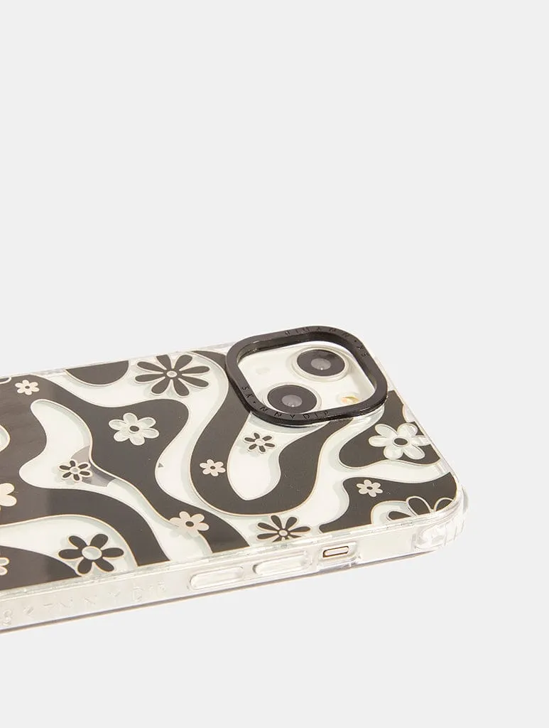 Black Floral Swirl Shock iPhone Case