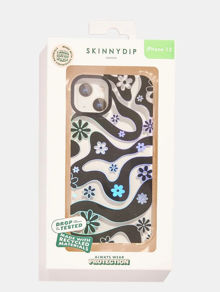 Black Floral Swirl Shock iPhone Case