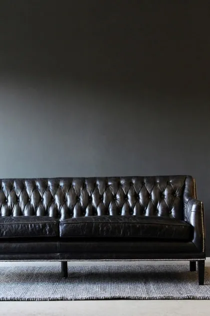 Black Leather Chesterfield 3 Seater Sofa