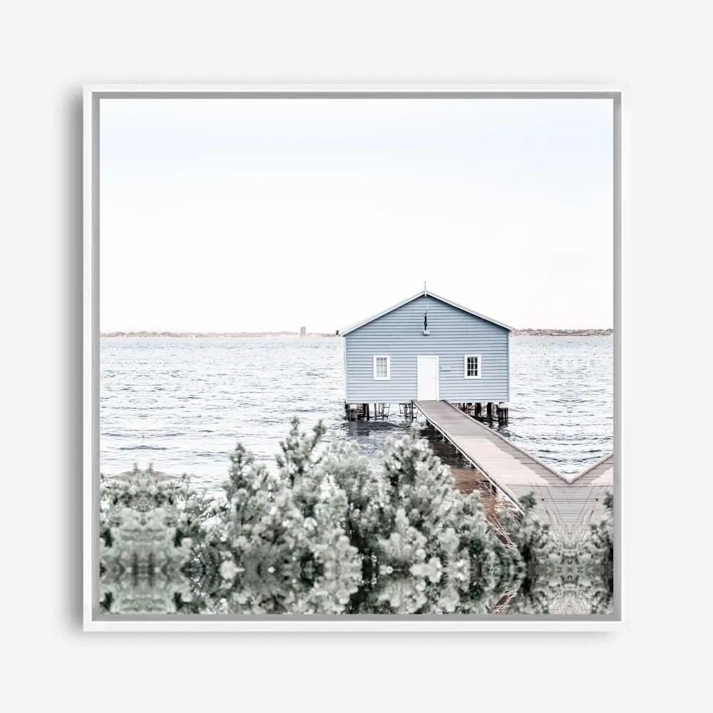 Blue Boat Shed (Square) Photo Canvas Print