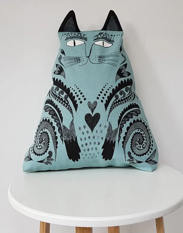 Blue Kitty Cushion, Lush Designs