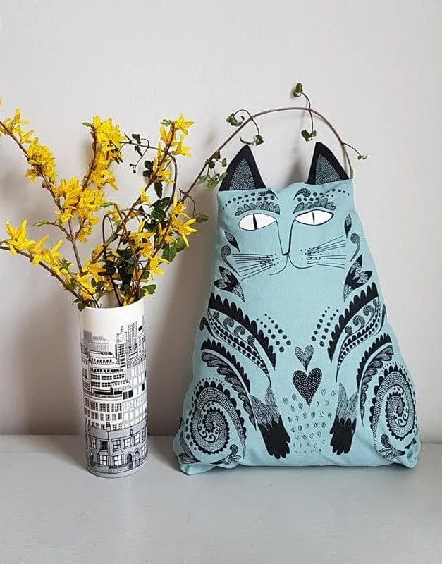 Blue Kitty Cushion, Lush Designs