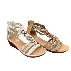 Braided strapy wedge sandal