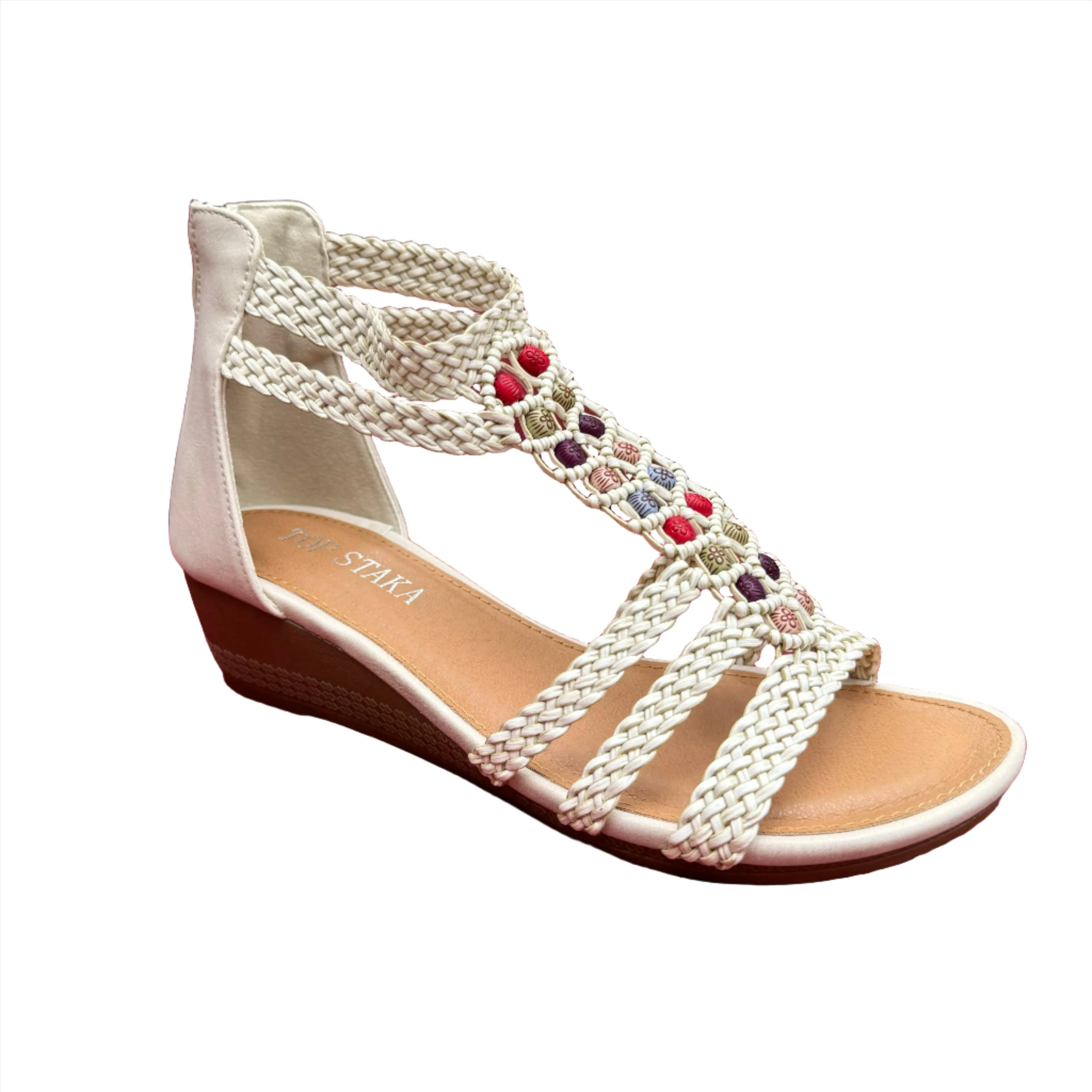 Braided strapy wedge sandal