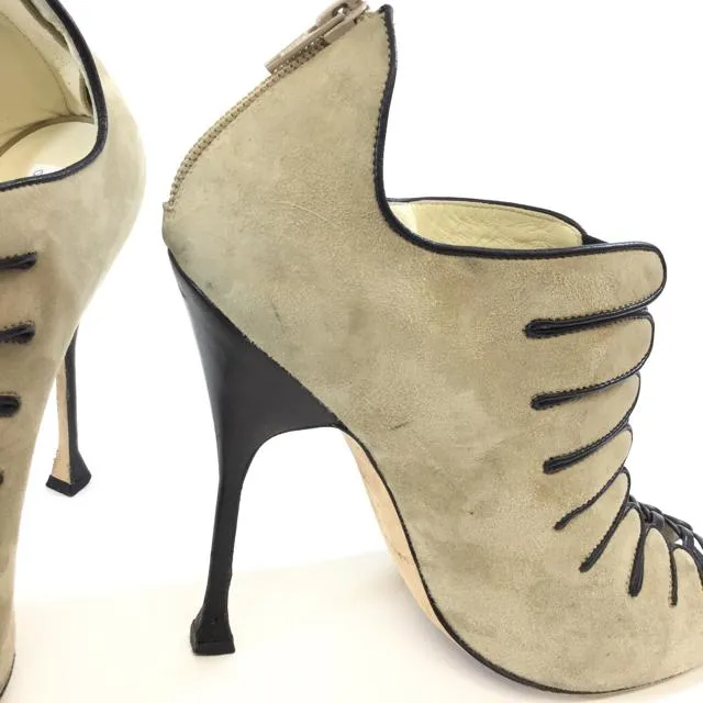 Brian Atwood Suede Caged Stiletto Heels. Size 9.5